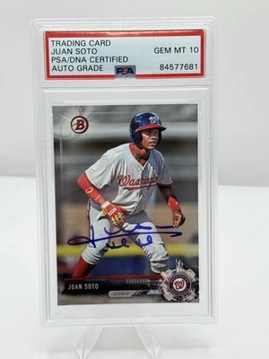 Juan Soto 2017 Topps BD-162 Bowman Auto Gem MT 10 Washington Nationals Foto 1 de 2