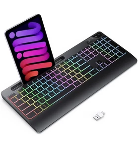 Full Size Gaming Keyboard Plug And Play Wireless Backlit Keys Silent Wirst Rest - Picture 1 of 24