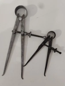 Vintage The L.S Starrett Co. Cast Steel Compass Flat Divider Caliper - Lot of 2 - Picture 1 of 5