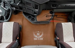 Alfombrillas camión marrón lisas adecuadas para Scania R 2013 Recaro asientos plegables - Imagen 1 de 2