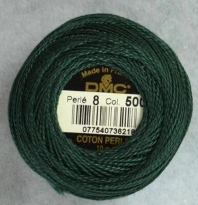 DMC Perle (Pearl) No.8 Cotton 10g Ball 80m Colour 500 VERY DARK BLUE GREEN - Picture 1 of 1
