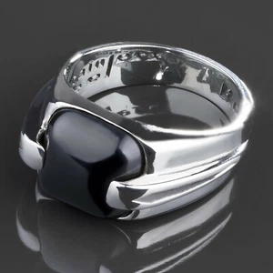 KoolKatana Edelstahl Ring Onyx Gothic Fingerring Biker schwarz Daumenring RS44 - Bild 1 von 1