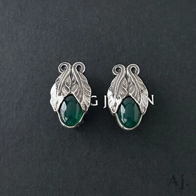 Pendientes de clip Georg Jensen 2008 ágata verde 2008 plata con caja original Foto 1 de 4