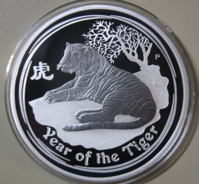 Australien 1 Dollar 2010 Silber 1 Oz "Year of the Tiger" Lunar II #F6294 Proof - Bild 1 von 4
