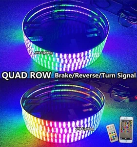 JHB 17.5"QUAD ROW APP Remote CHASING FLOW LED Trucks Wheel Rim Lights Kit with 4 - Picture 1 of 21