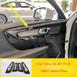 Manija de puerta interior de fibra de carbono ABS para Volvo XC40 19-23 marco de tazón moldura de panel - Imagen 1 de 6