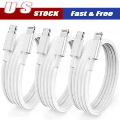 3 PACK Fast Charger Cable Type USB C PD Cord to For iPhone 14 13 12 11 Pro Max  - Image 1 of 4