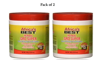 2 X AFRICA’S BEST HERBAL SUPER GRO ACONDICIONADOR PARA CABELLO Y CUERO CABELLUDO 5,25 oz (Pack de 2) Foto 1 de 2