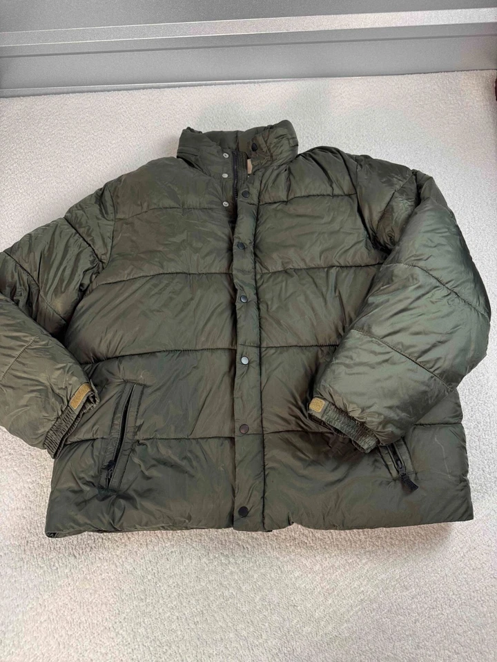 Old Navy Men Lined Insulated Full Zip Snap Pockets Olive Green Puffer Jacket 2XL - Image 1 of 4