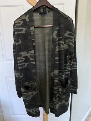 Sanctuary Womens Green Camouflage Open Front Cardigan Long Sleeves M Grunge Boho - Image 1 of 4