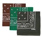 3-Pack Bandana Double-Sided Scarf Head Neck Face Mask 100% Cotton Paisley Print 