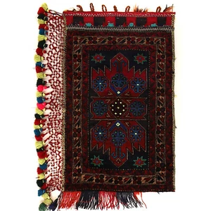 Antique Hand-Knotted Afghan Traditional Wool Baluchi Balisht Rug 1'9x3'ft G22352 - Picture 1 of 2