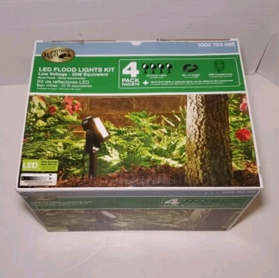 Hampton Bay 4-Pack 6w 350 Lumen LED Outdoor Flood Light Kit Low Voltage NEW NIB - Image 1 of 4