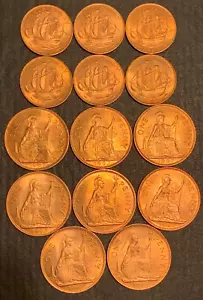 1967 1 Penny (8 pieces) & 1966 1/2 Penny (6 pieces) Great Britain lot # 1912 - Picture 1 of 4