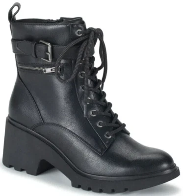 Botas de combate Baretraps Dani para mujer con cordones negras imitación cuero talla EE. UU. 9,5 M Foto 1 de 4