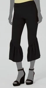 $80 INC International Concepts Women's Black Cropped Ruffle-Hem Crêpe Pants 16 - Picture 1 of 2