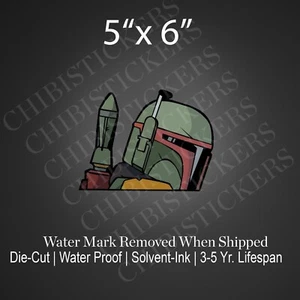 Star Wars Boba Fett Helmet Bumper Sticker Peeker Cat Vinyl Sticker Waterproof - Picture 1 of 2