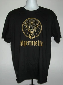 Jagermeister Gold Shiny Stag Logo T Shirt Mens 2XL 100% Cotton Black - Picture 1 of 3