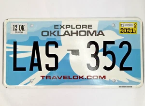 Explore Oklahoma License Plate LAS 352 Expired Dec 2021 Blue Flycatcher Bird Tag - Picture 1 of 2