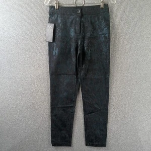 Pantaloni Abito Scambio AX Armani Donna 10 Blu Navy Lucido Sottomesso Paisley Floreale - Foto 1 di 14