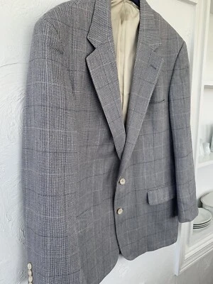 VINTAGE CRICKETEER MENS TWEED Micro check gray Blue SPORT COAT BLAZER 42L - Image 1 of 4