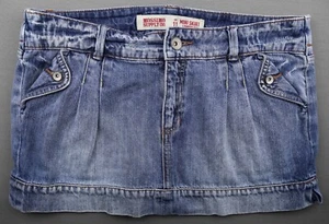 Damen Mossimo Jeans Plissee vorne Minirock niedrigste Leibhöhe mittlere Waschung Größe 11 - Bild 1 von 5