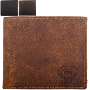 Cartera RFID de cuero genuino doble pliegue para hombre y caballero aspecto envejecido - Imagen 1 de 10