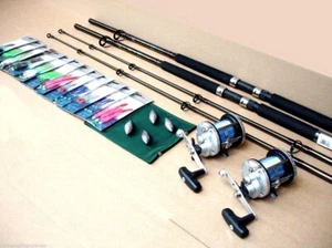2 x Shakespeare Boat Fishing Rods Lineaeffe JD Reels all Tackle to Fish Kit - Picture 1 of 1
