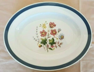 Alfred Meakin 12" Platter, Glo-White Collection, Pink Flowers & Blue Trim - Picture 1 of 4