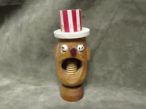 Vintage Uncle Sam Design Wood Nut Cracker Painted with Bead Eyes Hand Made - Picture 1 of 4