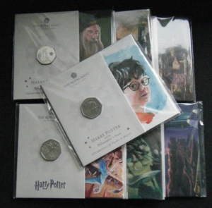 Harry Potter 50p Fifty Pence 7 Coin Collection 2022 / 2023 / 2024 /2025 BU Packs - Picture 1 of 13