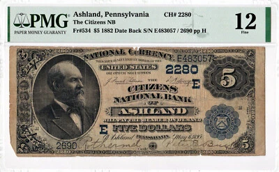 $5 1882 DB National ASHLAND Pennsylvania PA "Mega Rare" ((Only 4 on Census)) - Image 1 of 2