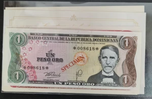 8Pcs Dominican 1-1000 Peso Specimen BANKNOTE CURRENCY UNC 1978 - Picture 1 of 1