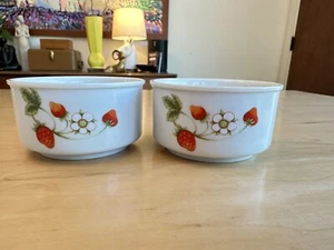Rare Mid-Century Otagiri Porcelain Bowls Set Of 2 Made In Japan Strawberries - Picture 1 of 9
