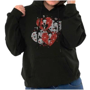 Betty Boop Retro Cartoon Polka Dot Hearts Womens Hooded Sweatshirts Hoodies - Picture 1 of 8