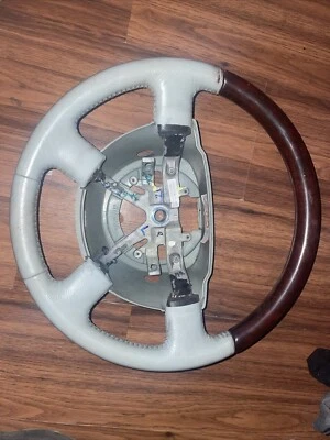 Lincoln Aviator Navigator 2003 2004 2005 2006 Grey  Leather Wood Steering Wheel - Image 1 of 2
