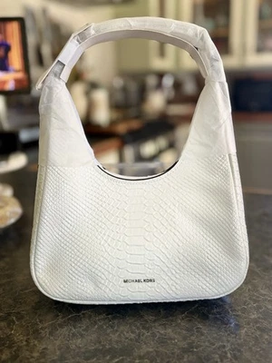 Bolsa de ombro Michael Kors Nolita pequena couro em relevo cobra hobo - Imagem 1 de 4