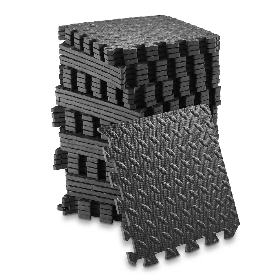 36 Gym Flooring Mats - 12" Foam Interlocking Floor Tiles - Black - Image 1 of 1