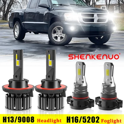 Kit de 4 faros LED de haz alto/bajo antiniebla 6500K blancos para Ram Dakota 2011 Foto 1 de 4