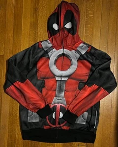 Deadpool Marvel Mad Engine Costume Mask Hoodie Adult XL Red Black - Picture 1 of 7