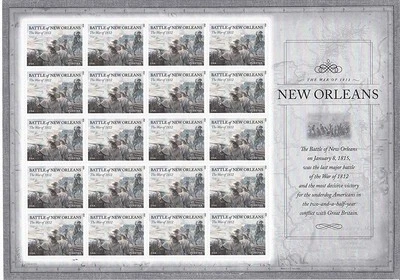 The War of 1812 Battle of New Orleans Sheet of 20 Current Rate Stamps Scott 4952 - Image 1 of 3