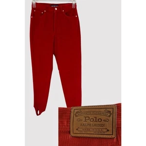 Vtg Polo Ralph Lauren Corduroy Pants Women 8 Red Stirrup Equestrian Dressage - Picture 1 of 22