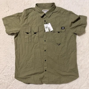 Caterpillar Men's Work Short Sleeve Khaki Shirt 3 Pockets Button Up Size 3XL NWT - Picture 1 of 7