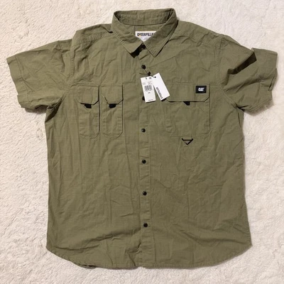 Caterpillar Men's Work Short Sleeve Khaki Shirt 3 Pockets Button Up Size 3XL NWT - Image 1 of 4