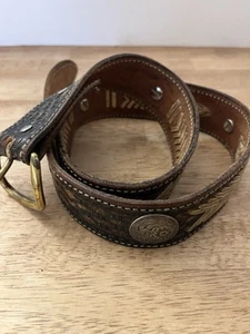 Westerngürtel Leder mit silberner Muschel Größe 32 - Bild 1 von 6