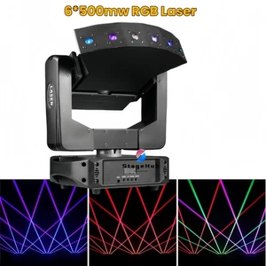 Cabezal móvil láser RGB de 6 ojos Luz DMX Eje XYZ Rotación en forma de ventilador DJ Disco Bar - Imagen 1 de 10