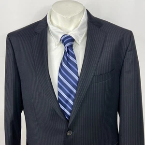 Hugo Boss 42R Men's 100% Wool Two Button Sport Suit Coat Jacket Navy Blue - Picture 1 of 22
