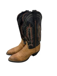 Stivali da cowboy stile Tony Lama western in pelle ricamati nero fiamma donna 7,5M - Foto 1 di 9