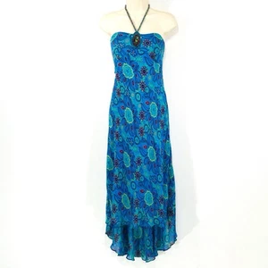 Vintage Eva Blue Sz 16 Beaded Fairy Whimsy Gown Mermaid Dress Paisley Chiffon - Picture 1 of 17