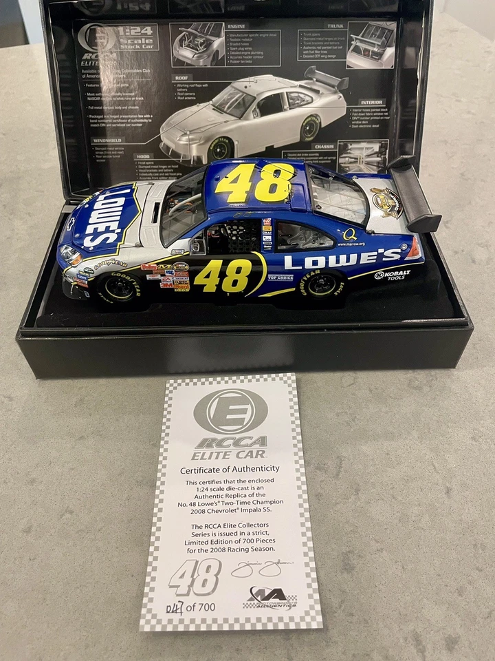 Jimmie Johnson ELITE RCCA #48 Lowe’s Impala 2007 Nextel Cup Champ 1:24 Diecast - Image 1 of 4